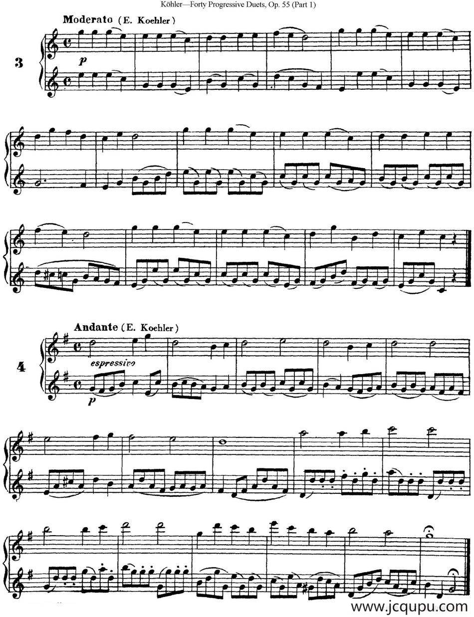 柯勒40首长笛提高练习曲OP.55（NO.3-NO.4）简谱