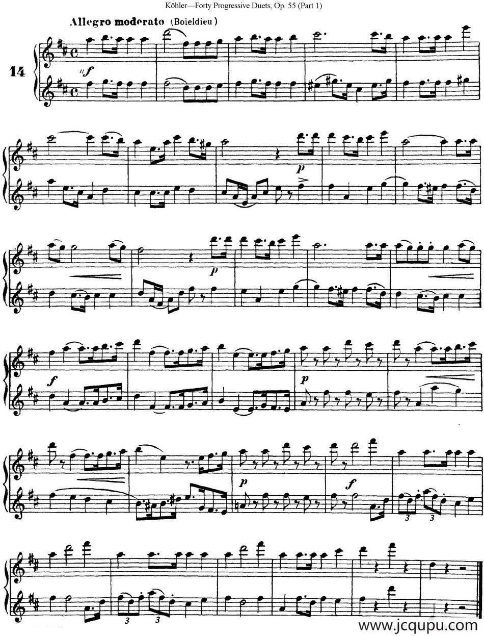 柯勒40首长笛提高练习曲OP.55（NO.14）简谱
