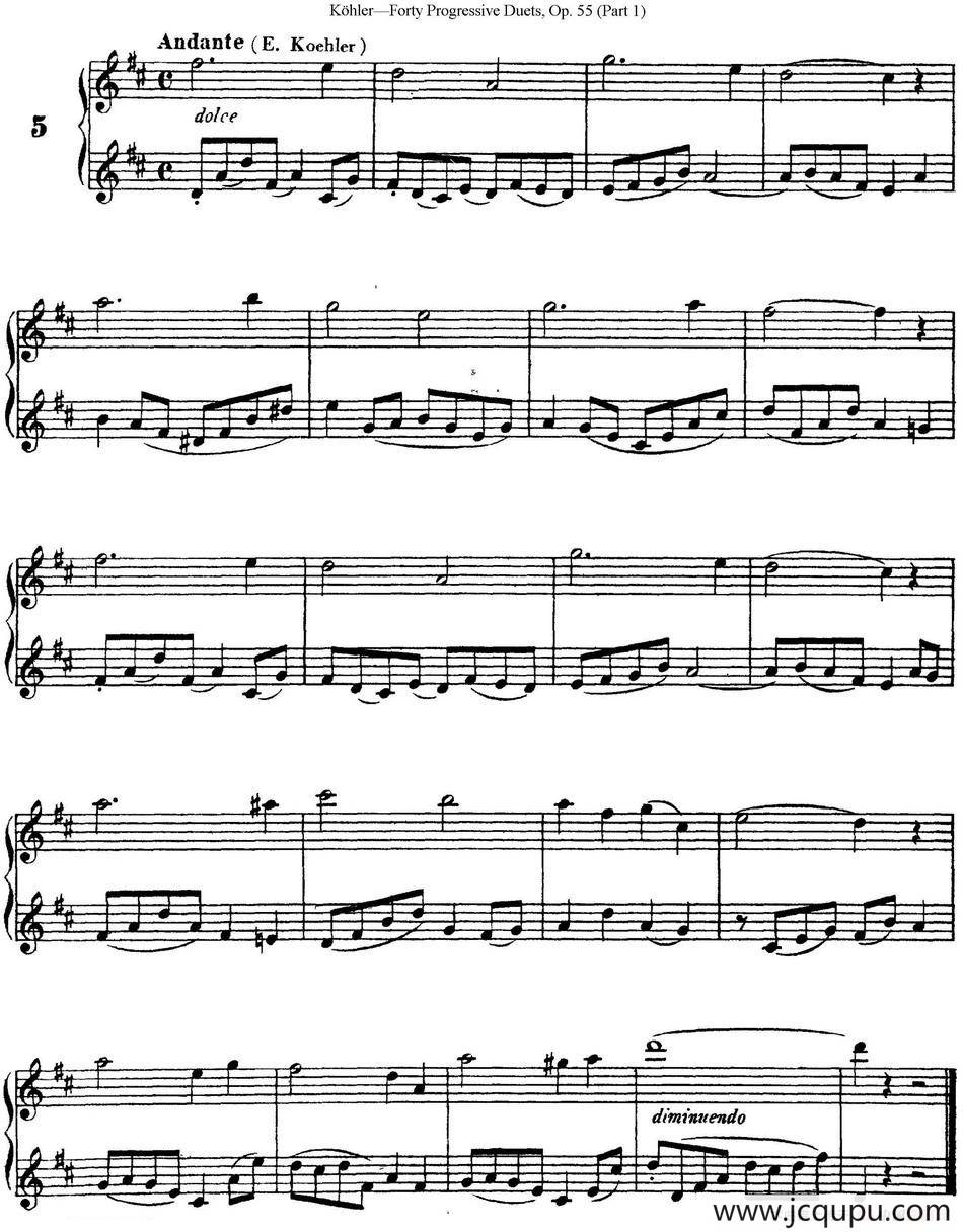 柯勒40首长笛提高练习曲OP.55（NO.5）简谱
