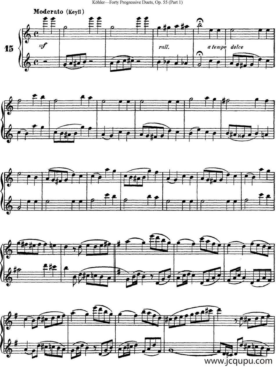 柯勒40首长笛提高练习曲OP.55（NO.15）简谱