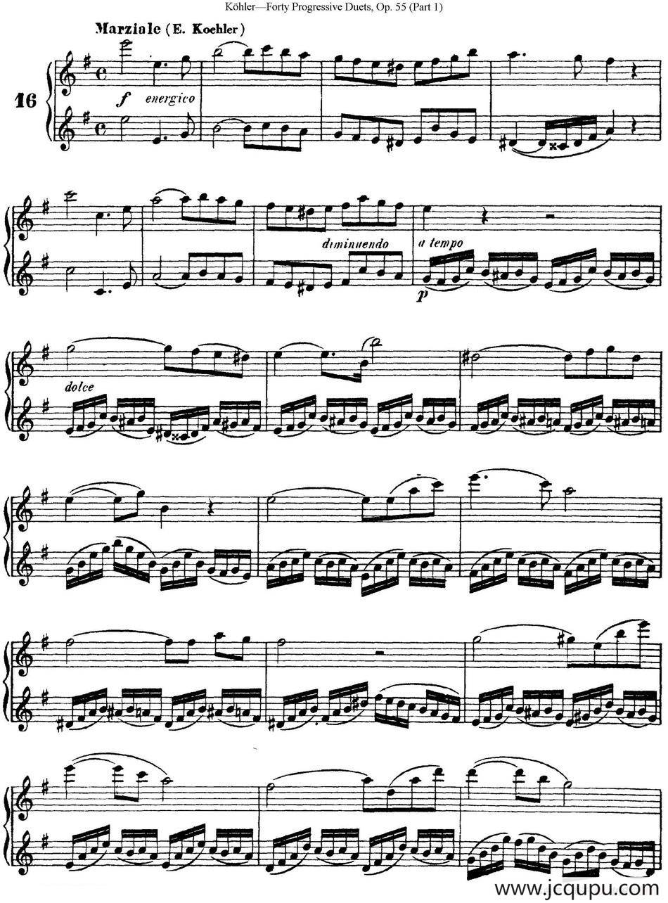 柯勒40首长笛提高练习曲OP.55（NO.16）简谱