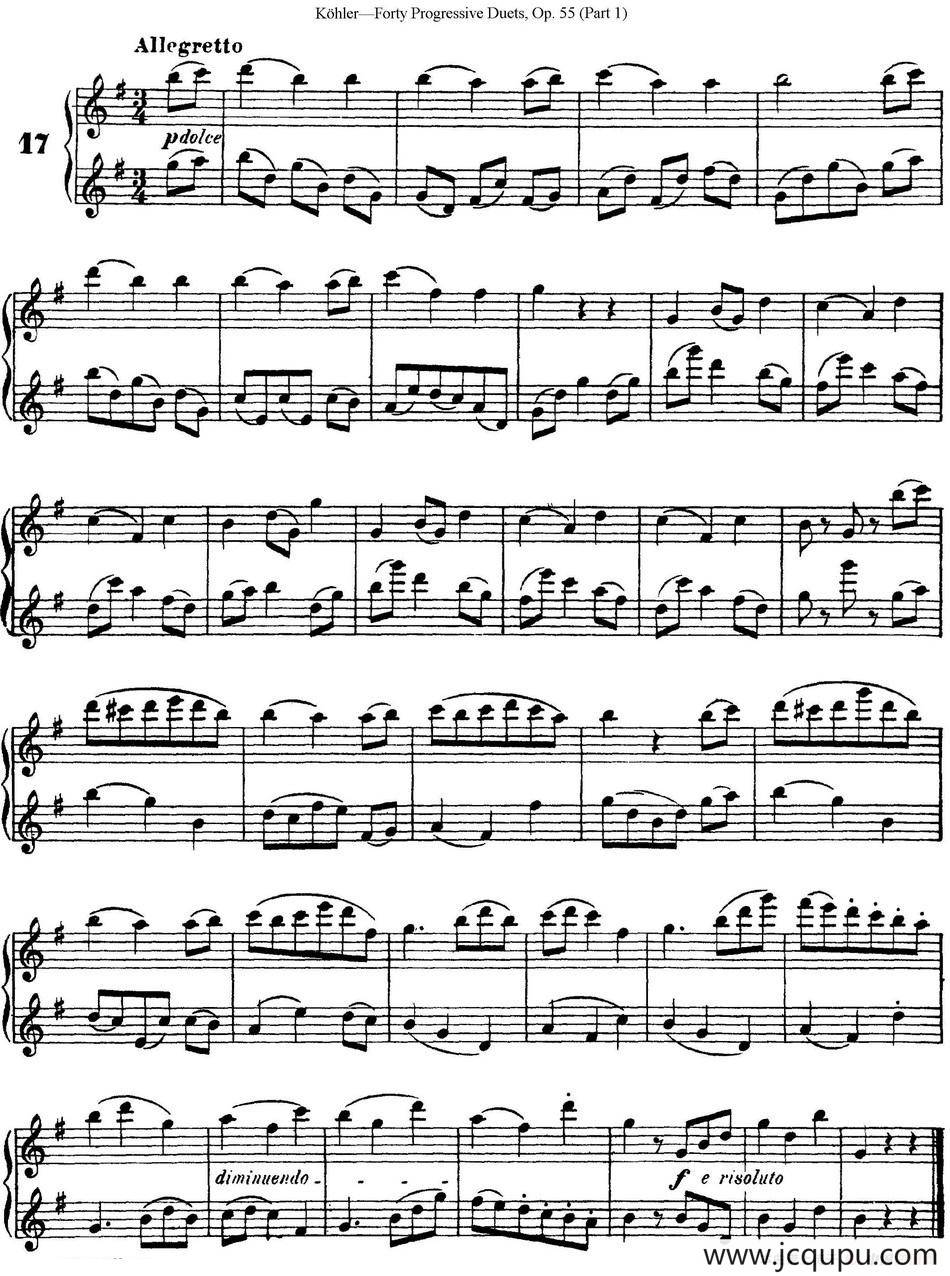 柯勒40首长笛提高练习曲OP.55（NO.17）简谱
