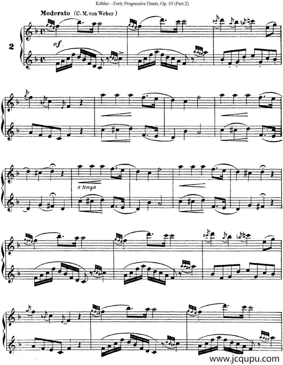 柯勒40首长笛提高练习曲OP.55（二重奏）（NO.2）简谱