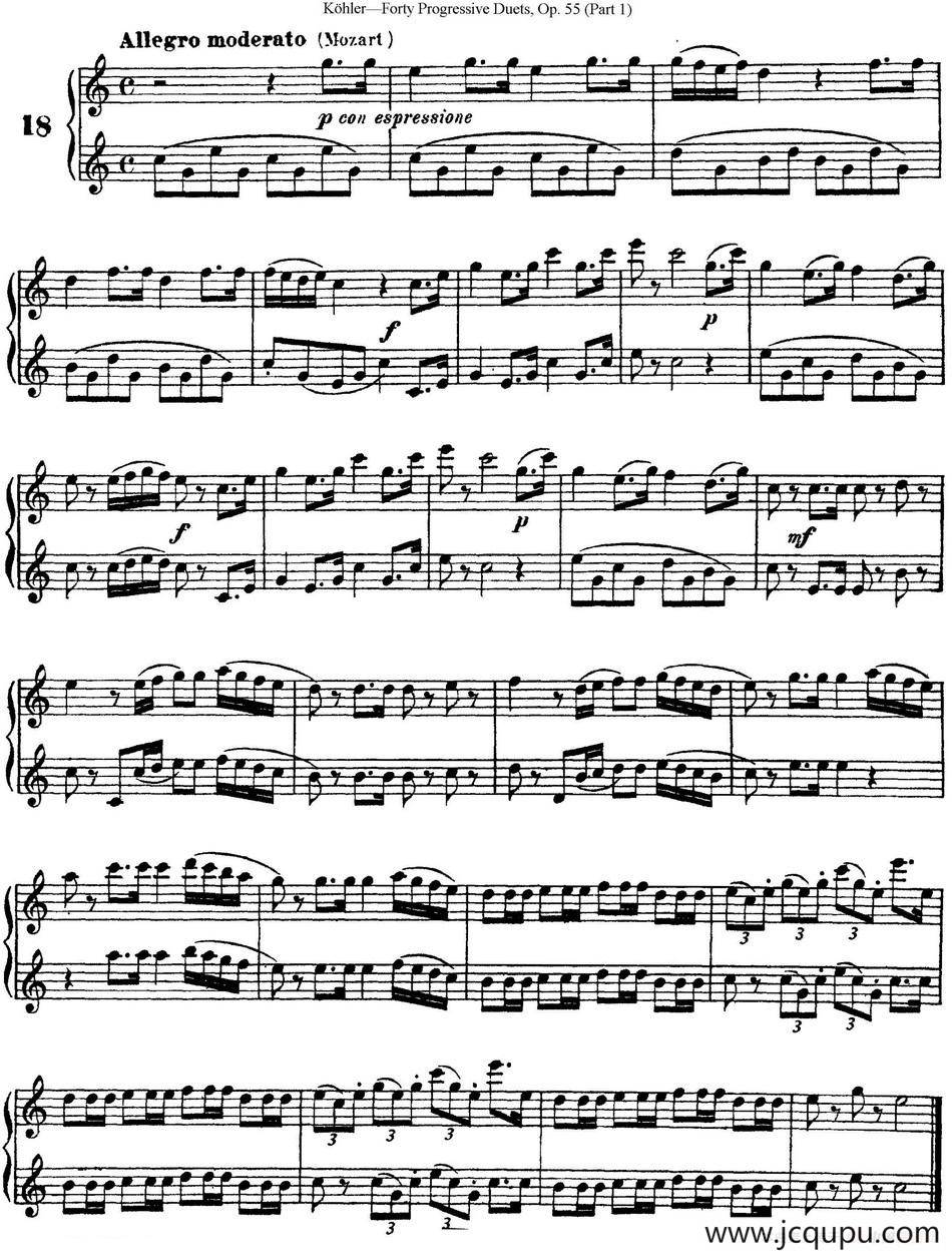 柯勒40首长笛提高练习曲OP.55（NO.18）简谱