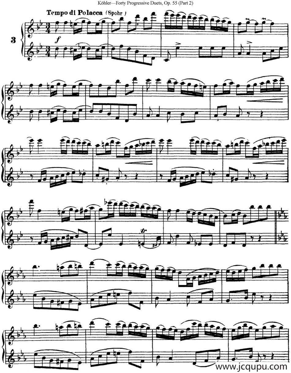 柯勒40首长笛提高练习曲OP.55（二重奏）（NO.3）简谱