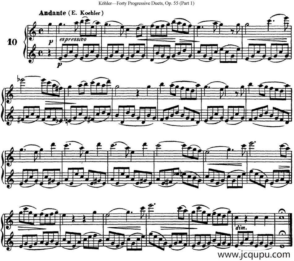 柯勒40首长笛提高练习曲OP.55（NO.10）简谱
