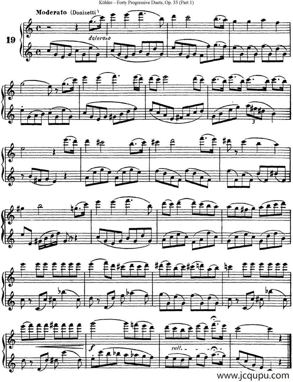 柯勒40首长笛提高练习曲OP.55（NO.19）简谱