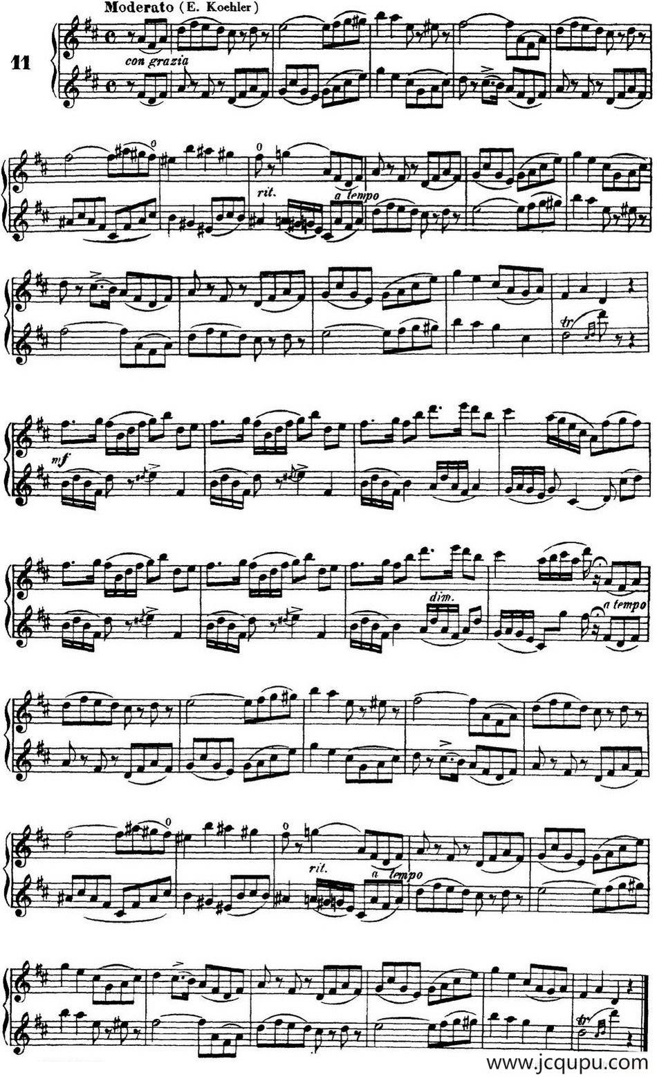 柯勒40首长笛提高练习曲OP.55（NO.11）简谱