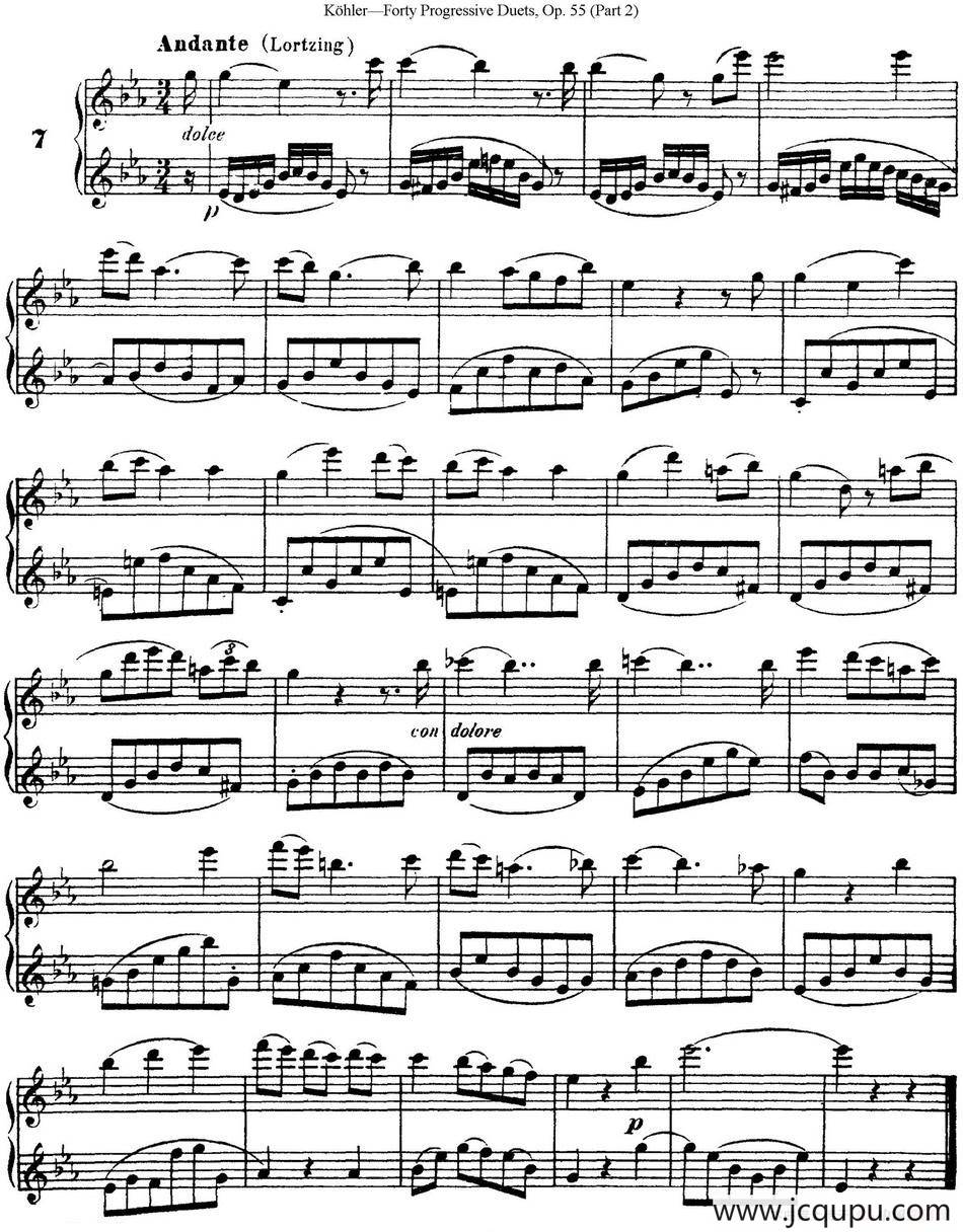柯勒40首长笛提高练习曲OP.55（二重奏）（NO.7）简谱