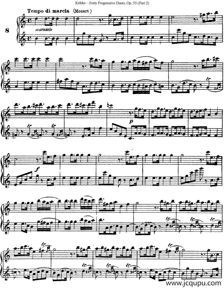 柯勒40首长笛提高练习曲OP.55（二重奏）（NO.8）简谱