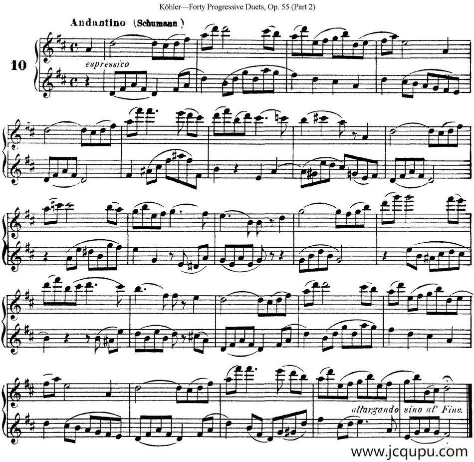 柯勒40首长笛提高练习曲OP.55（二重奏）（NO.10）简谱