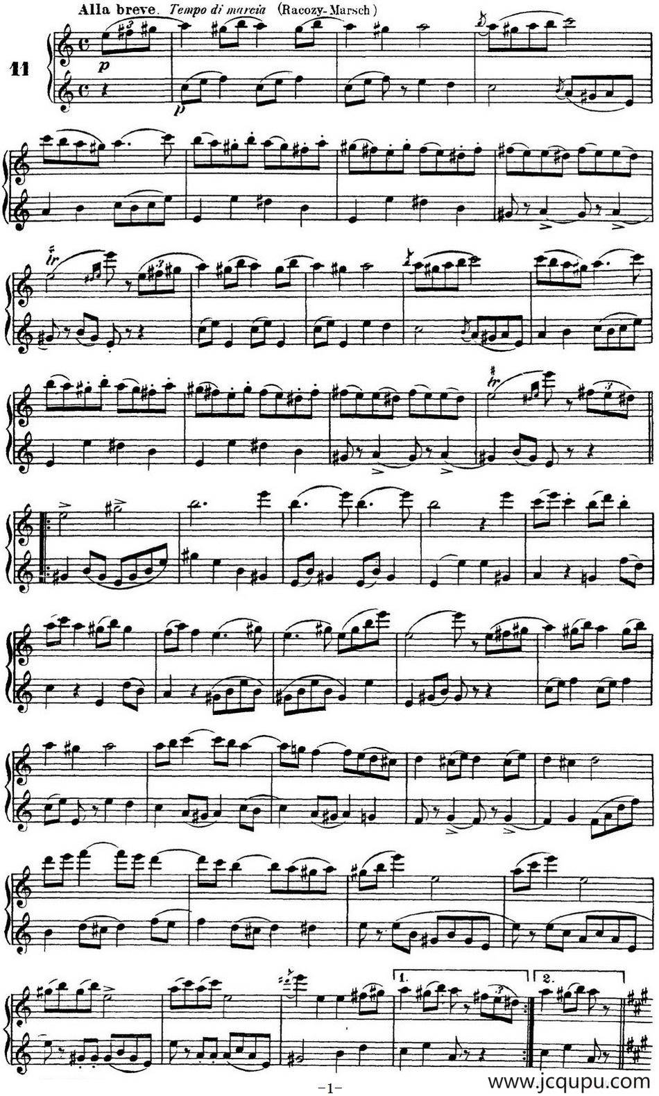 柯勒40首长笛提高练习曲OP.55（二重奏）（NO.11）简谱