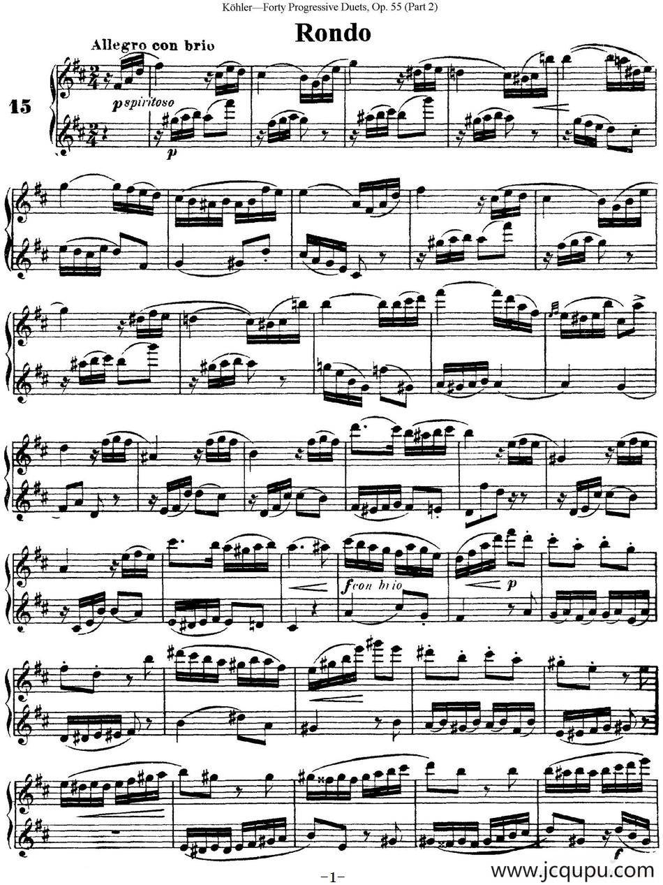 柯勒40首长笛提高练习曲OP.55（二重奏）（NO.15）简谱