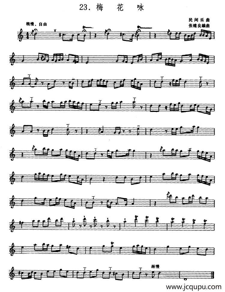 梅花咏（箫）（五线谱）简谱