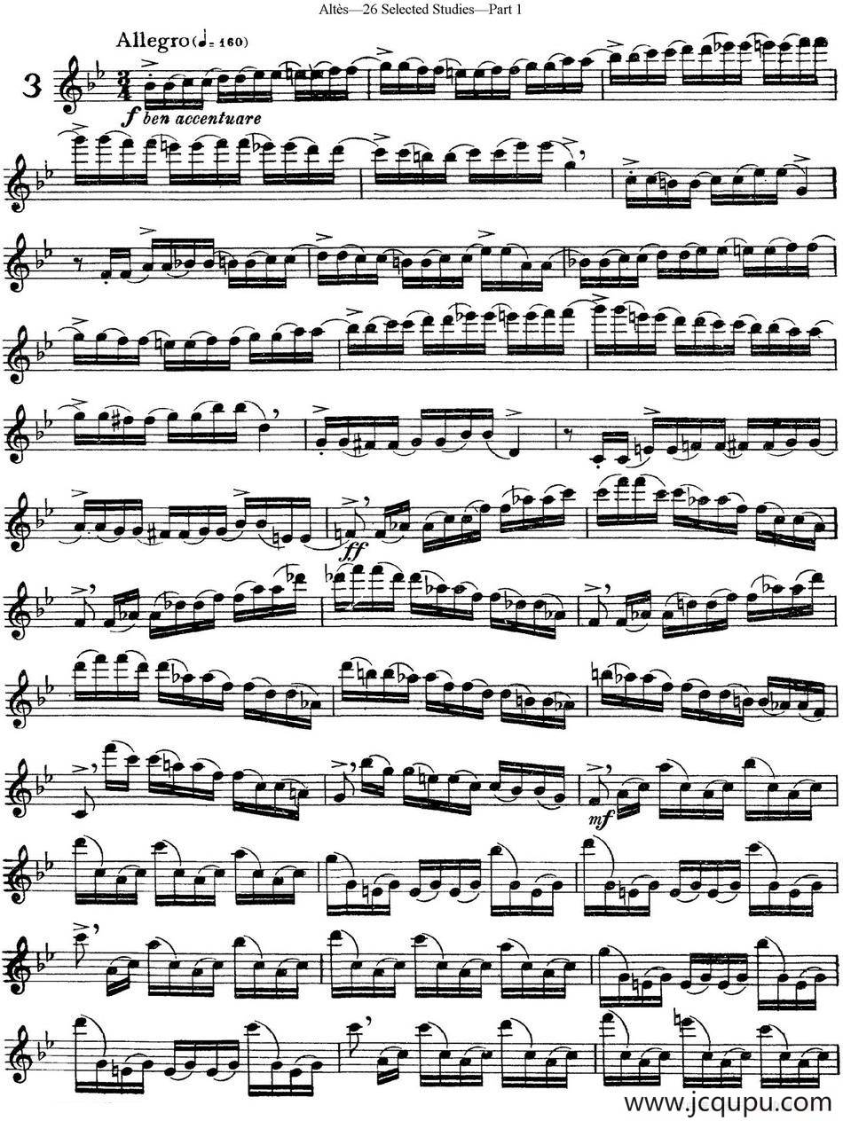 阿尔泰斯26首精选长笛练习曲（NO.3）简谱