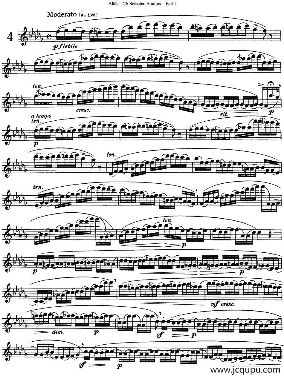 阿尔泰斯26首精选长笛练习曲（NO.4）简谱