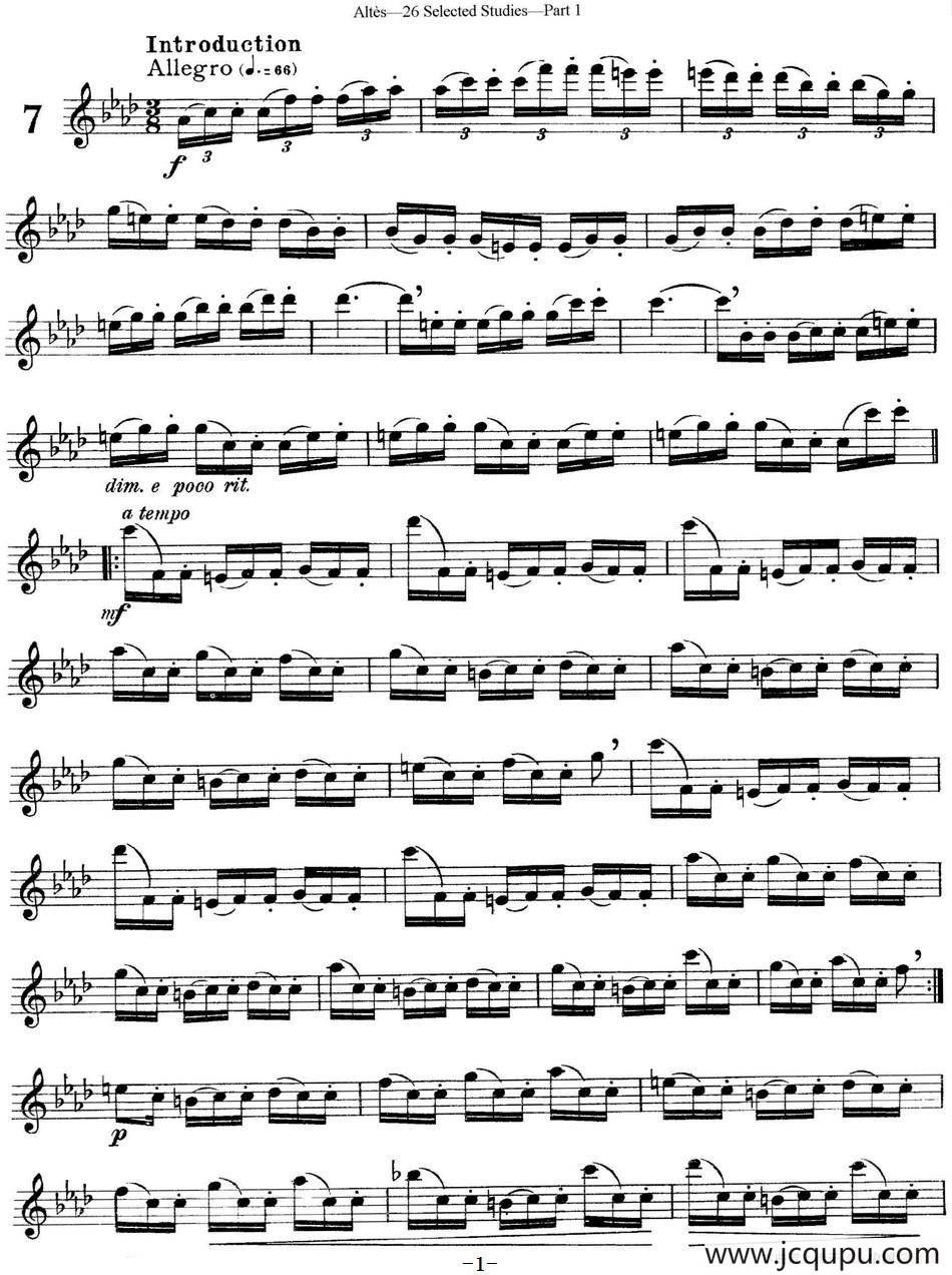 阿尔泰斯26首精选长笛练习曲（NO.7）简谱