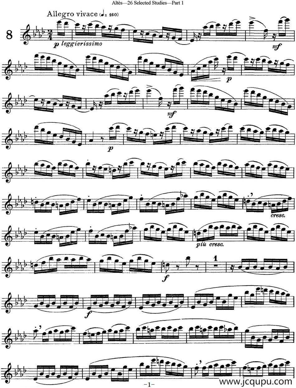 阿尔泰斯26首精选长笛练习曲（NO.8）简谱