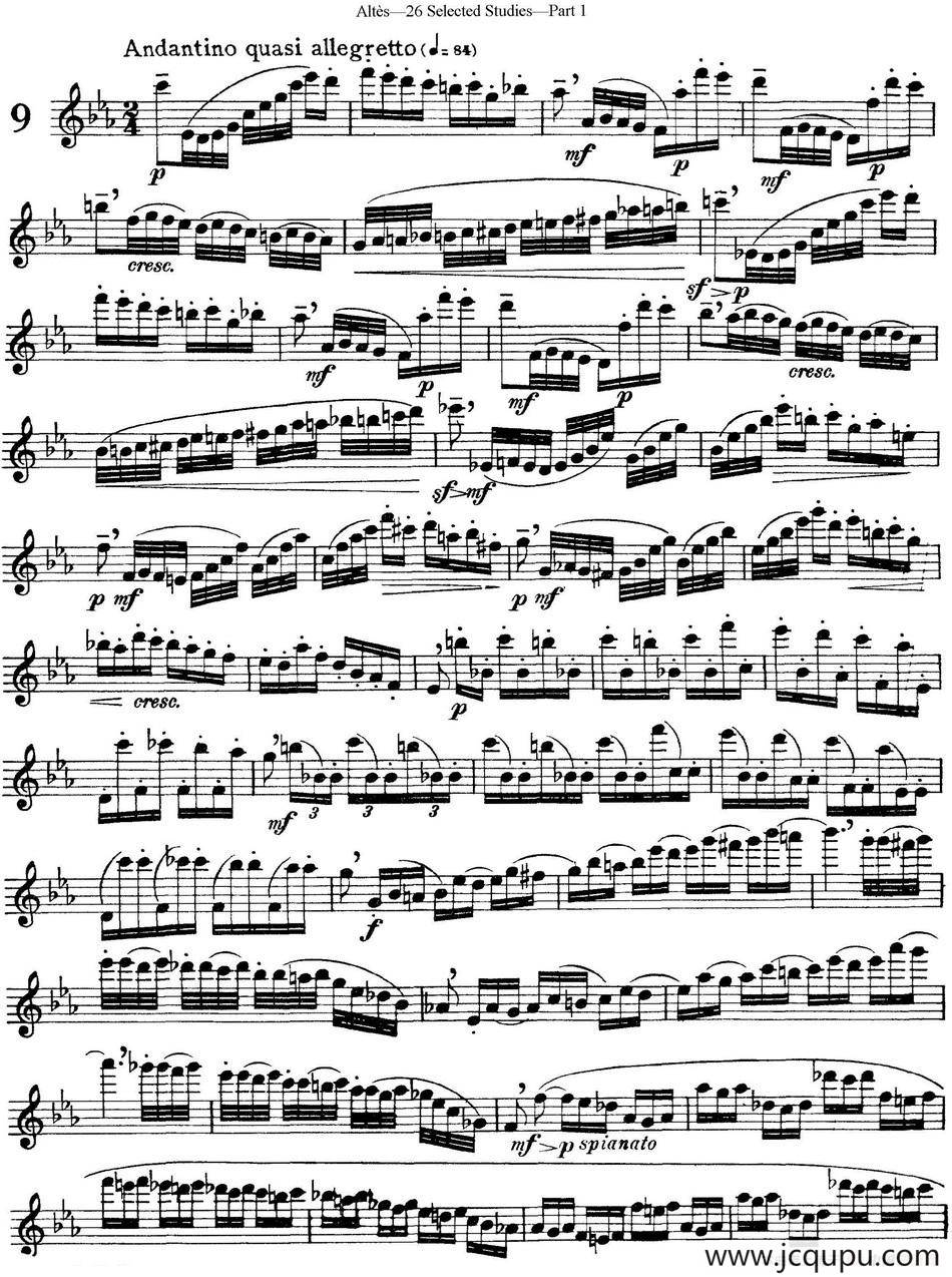 阿尔泰斯26首精选长笛练习曲（NO.9）简谱