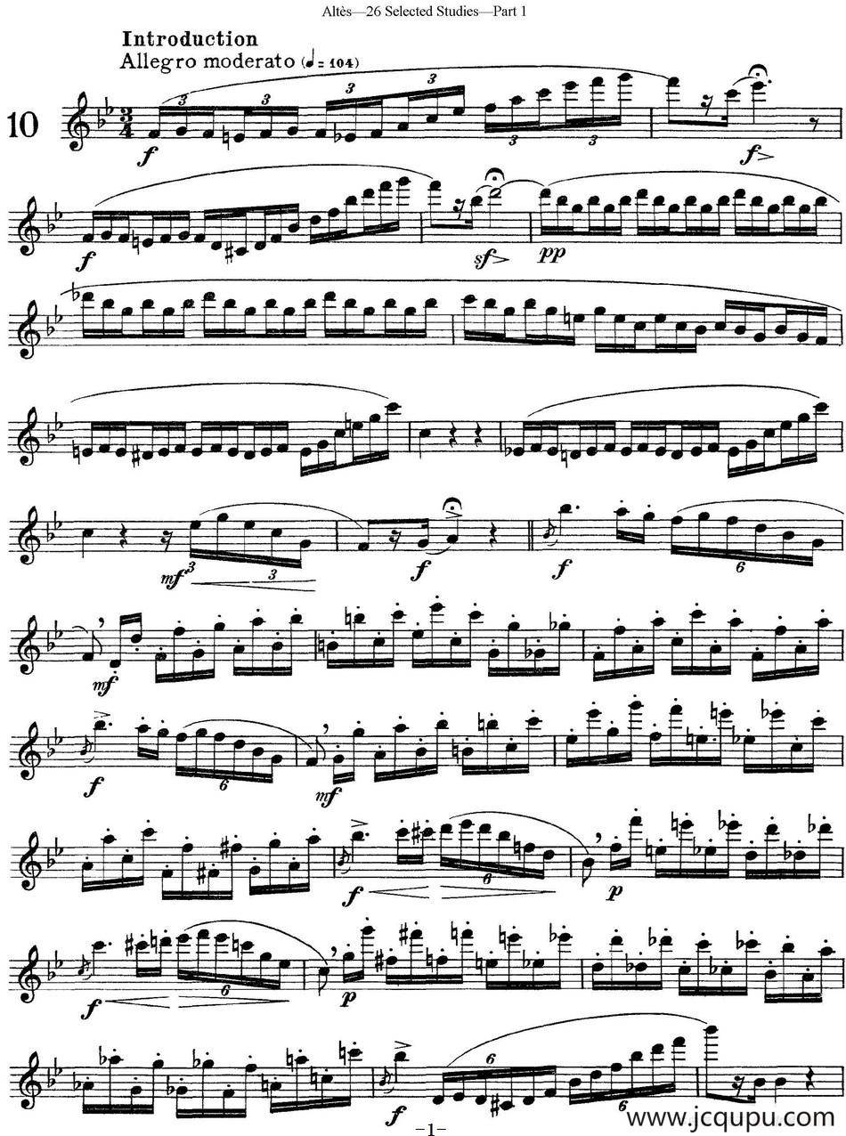 阿尔泰斯26首精选长笛练习曲（NO.10）简谱
