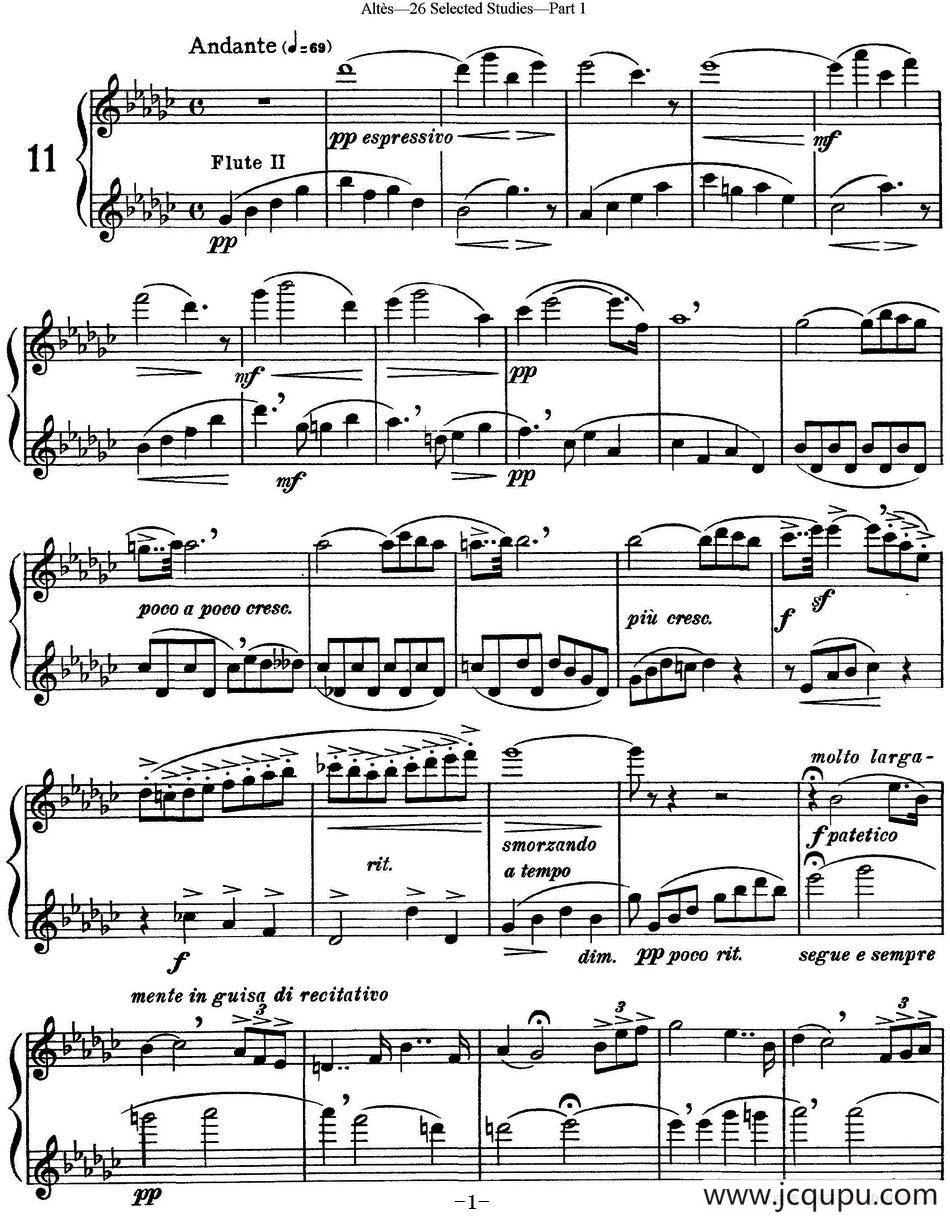 阿尔泰斯26首精选长笛练习曲（NO.11）简谱
