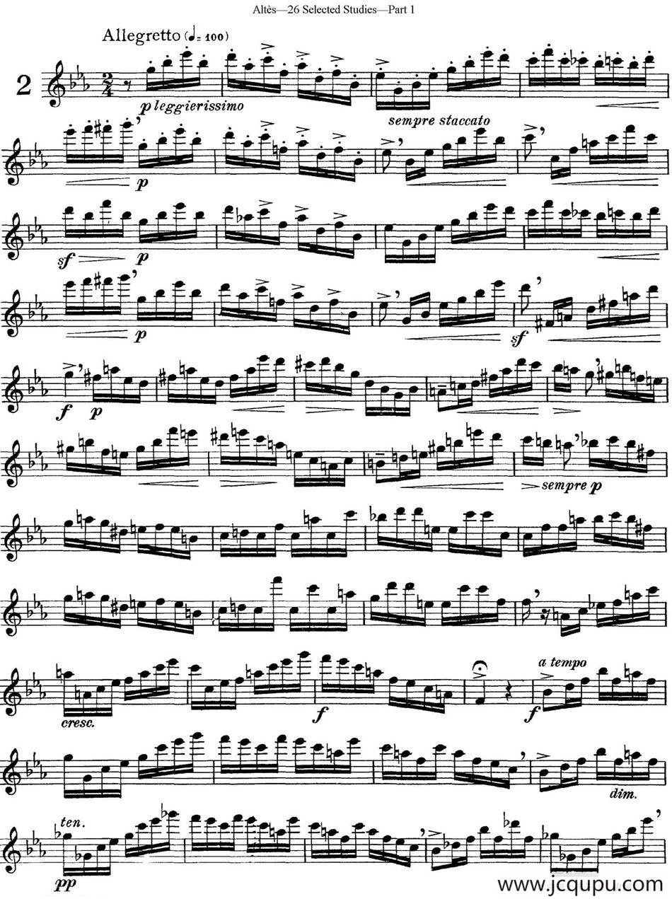 阿尔泰斯26首精选长笛练习曲（NO.2）简谱