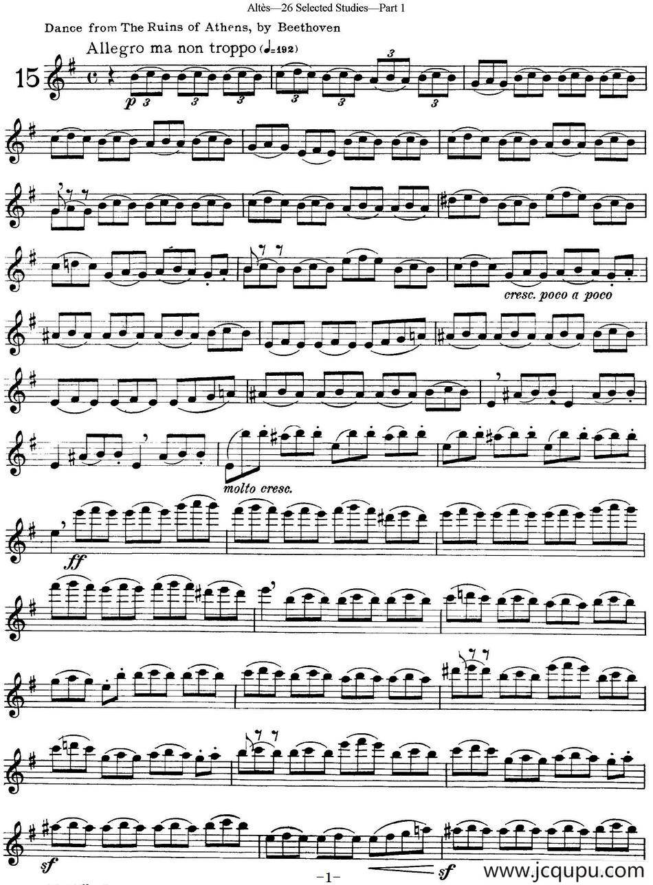 阿尔泰斯26首精选长笛练习曲（NO.15）简谱