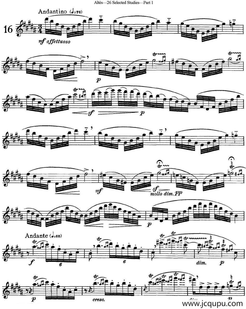 阿尔泰斯26首精选长笛练习曲（NO.16）简谱