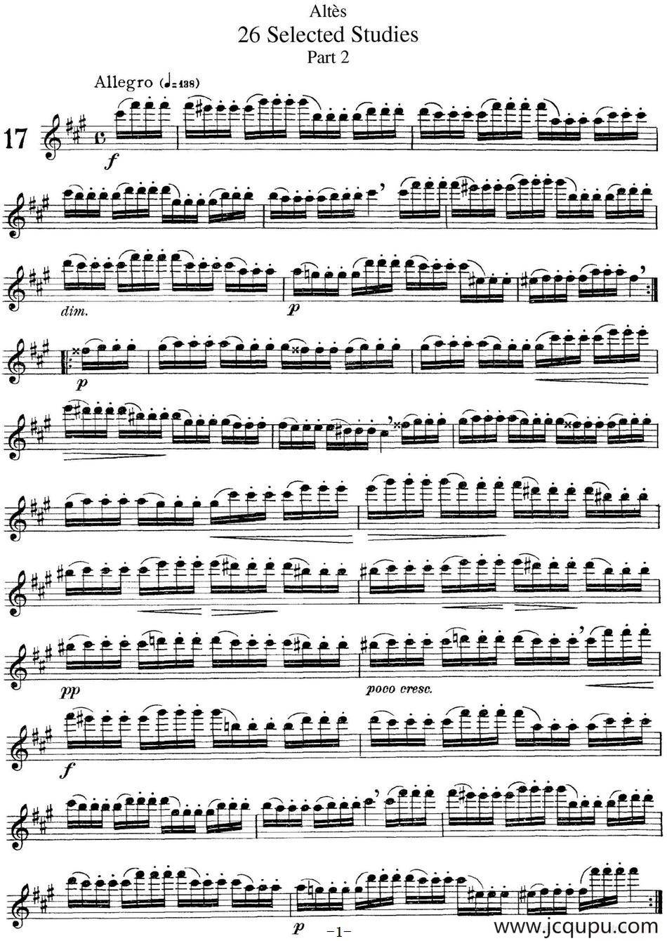 阿尔泰斯26首精选长笛练习曲（NO.17）简谱