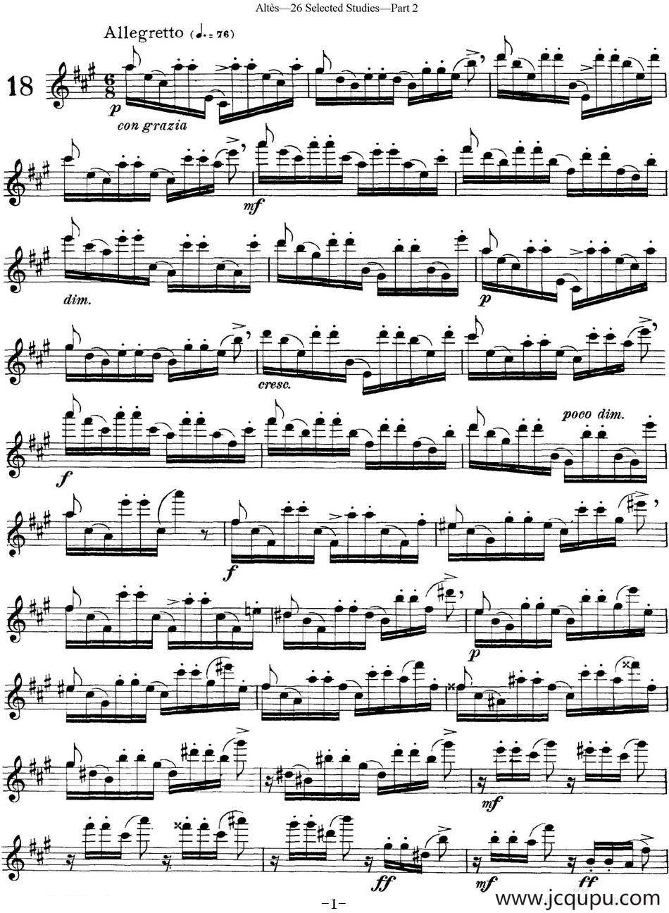 阿尔泰斯26首精选长笛练习曲（NO.18）简谱