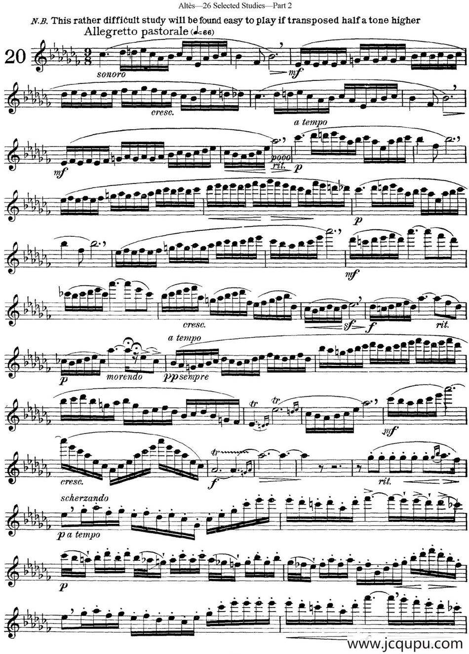 阿尔泰斯26首精选长笛练习曲（NO.20）简谱