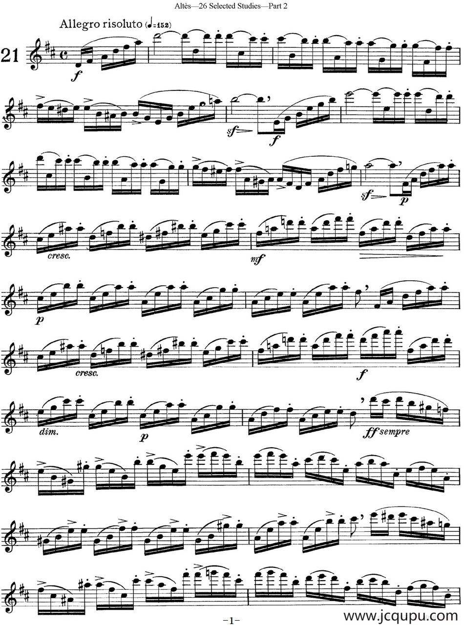 阿尔泰斯26首精选长笛练习曲（NO.21）简谱