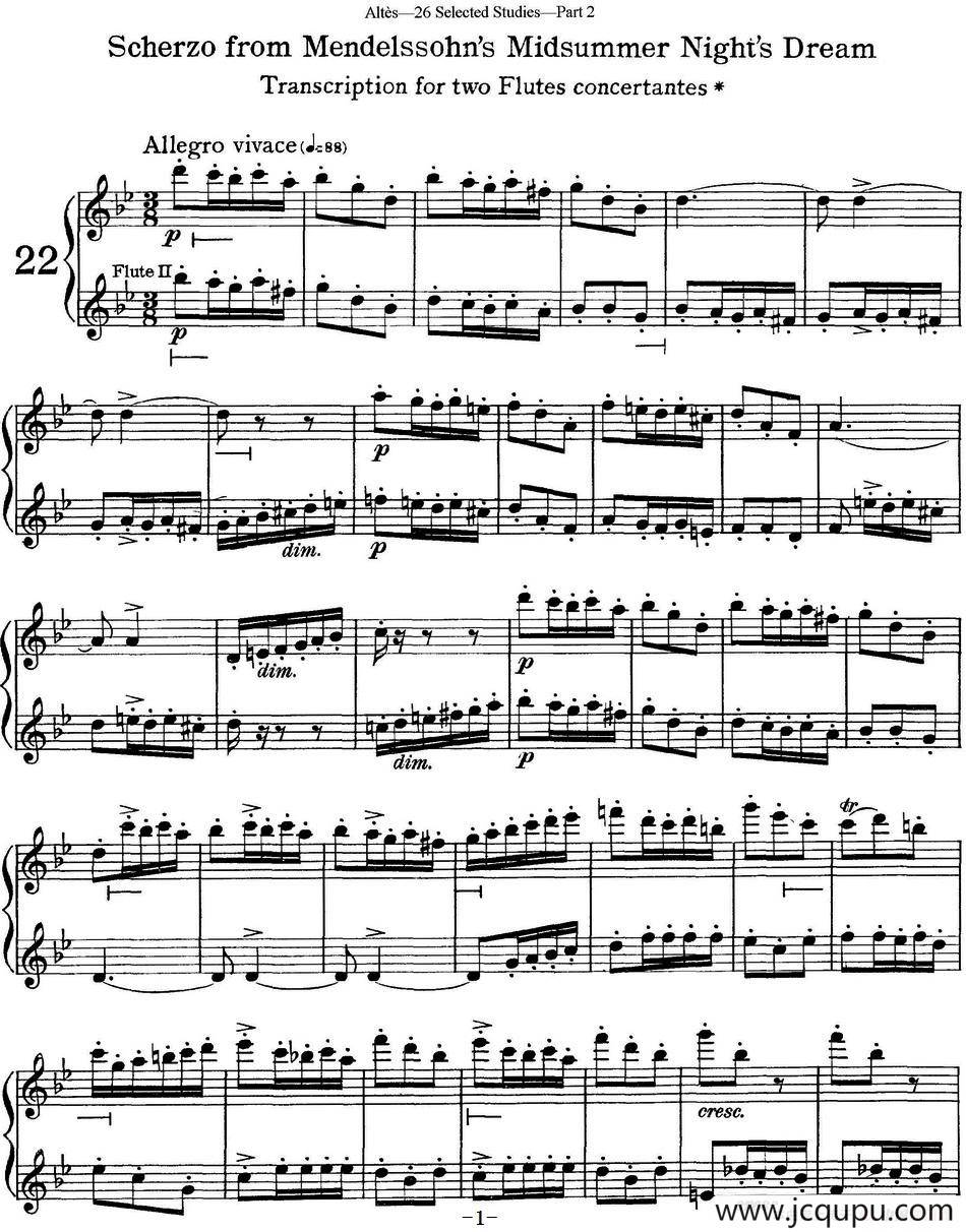 阿尔泰斯26首精选长笛练习曲（NO.22）简谱