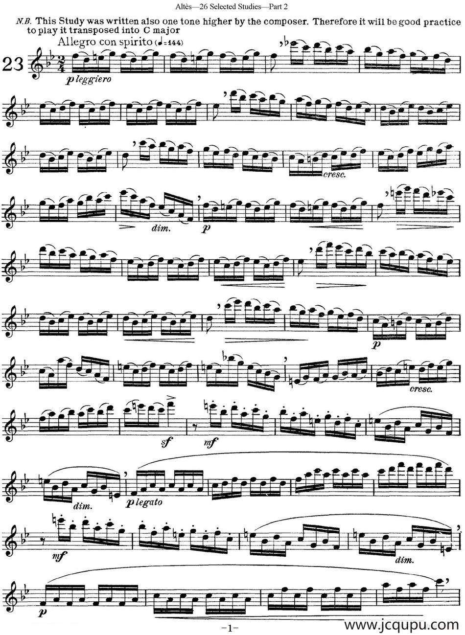 阿尔泰斯26首精选长笛练习曲（NO.23）简谱