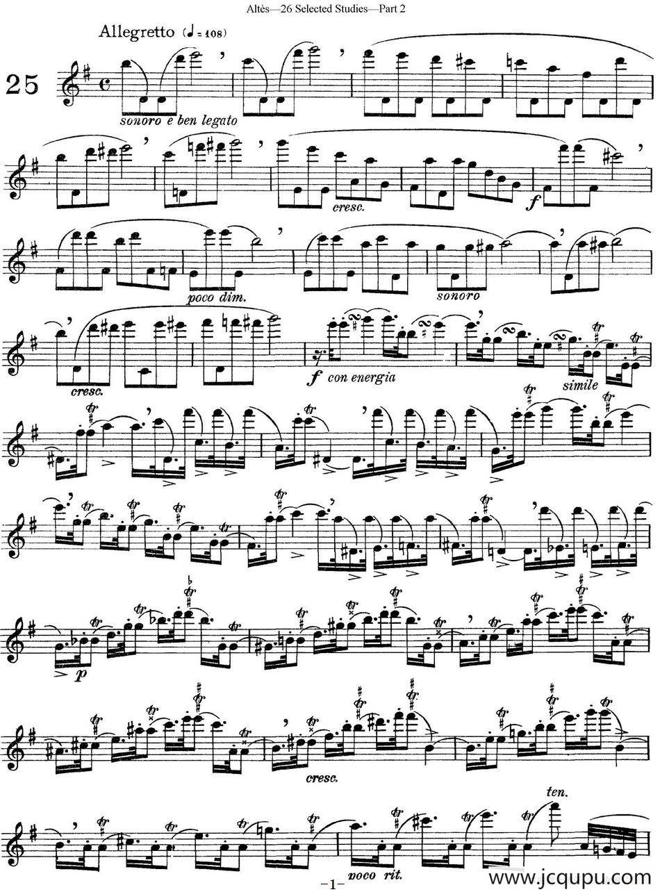 阿尔泰斯26首精选长笛练习曲（NO.25）简谱