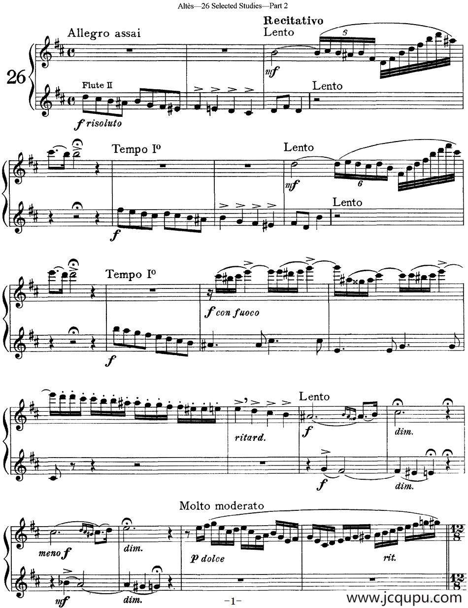 阿尔泰斯26首精选长笛练习曲（NO.26）简谱