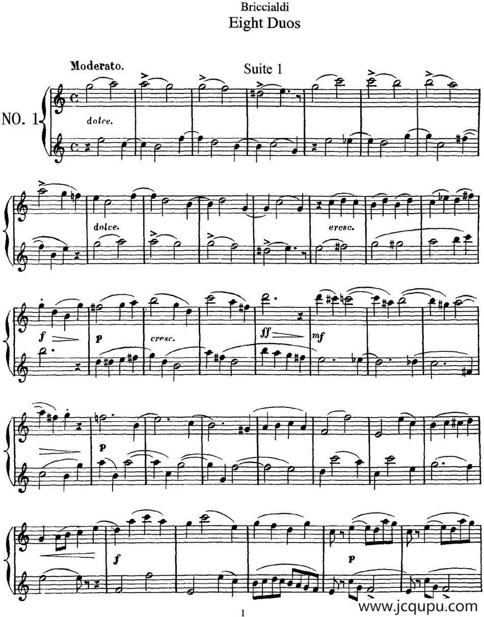 8首博瑞西亚第长笛二重奏（NO.1）简谱