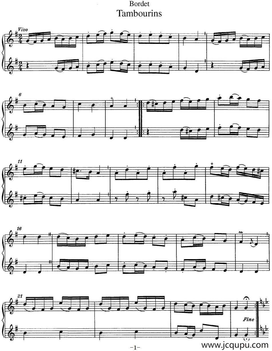 博埭特长笛二重奏 Tambourins简谱