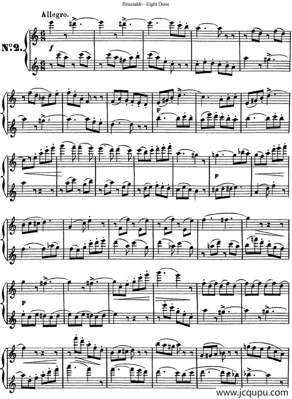 8首博瑞西亚第长笛二重奏（NO.2）简谱