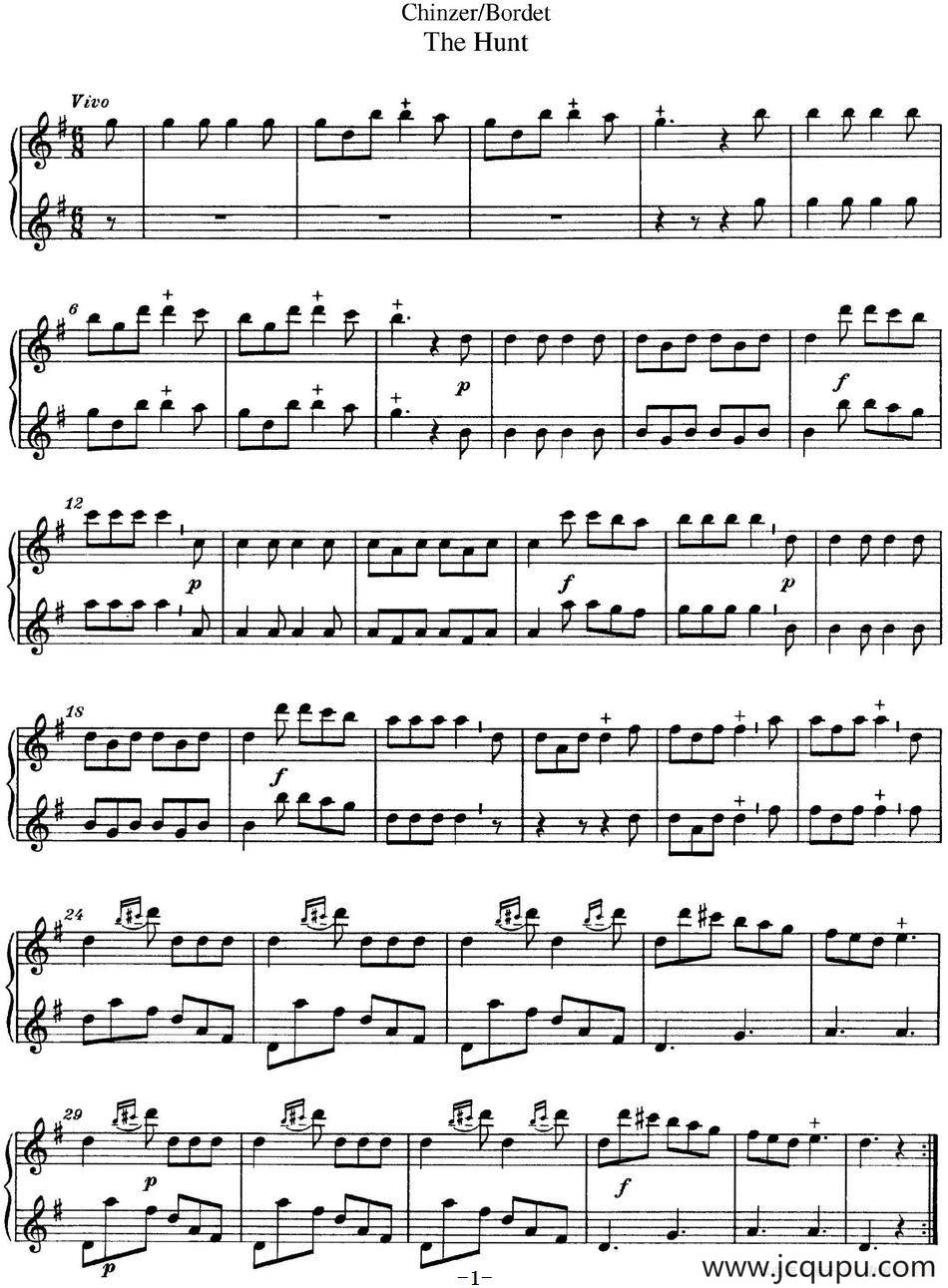 博埭特长笛二重奏 The Hunt简谱