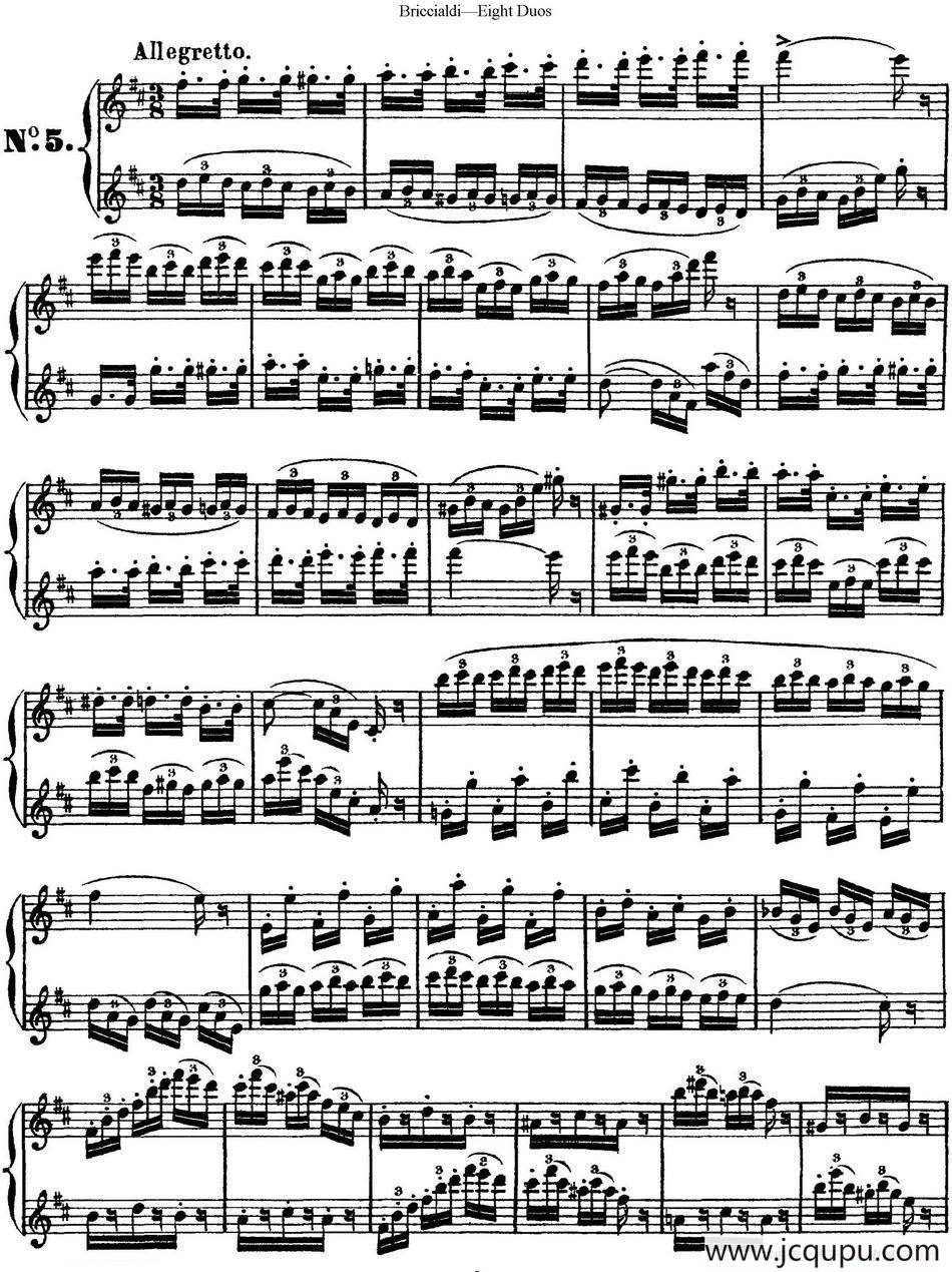 8首博瑞西亚第长笛二重奏（NO.5）简谱