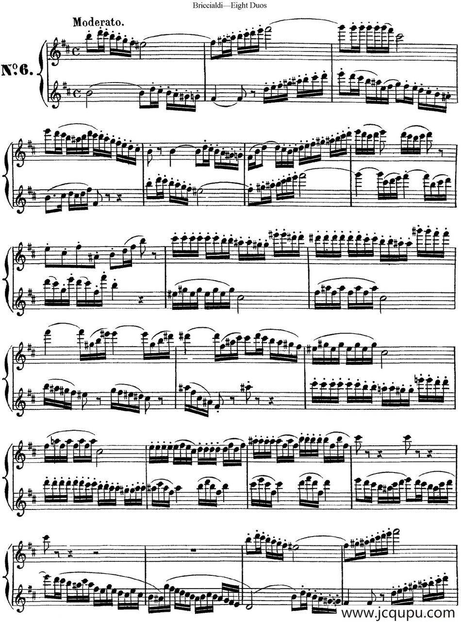 8首博瑞西亚第长笛二重奏（NO.6）简谱