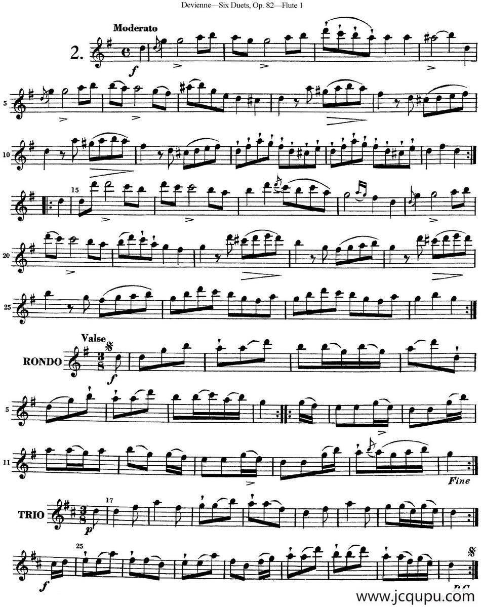 德维埃纳六个长笛二重奏小段Op.82——Flute 1（NO.2）简谱