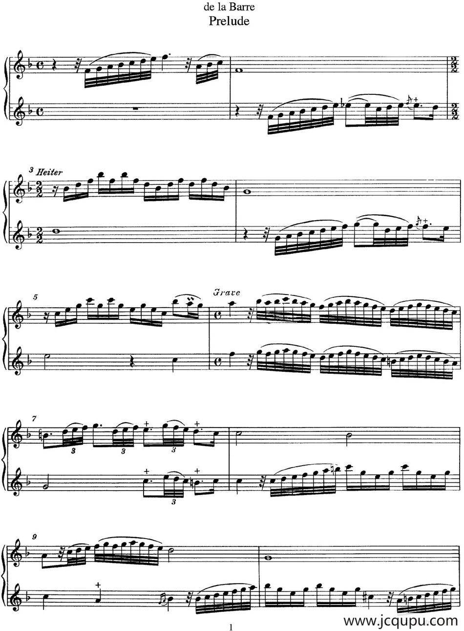 德.拉. 巴菏长笛二重奏 Prelude简谱