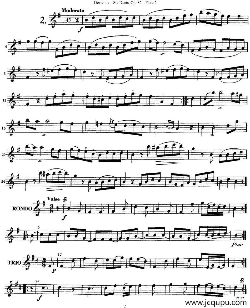 德维埃纳六个长笛二重奏小段Op.82——Flute 2（NO.2）简谱