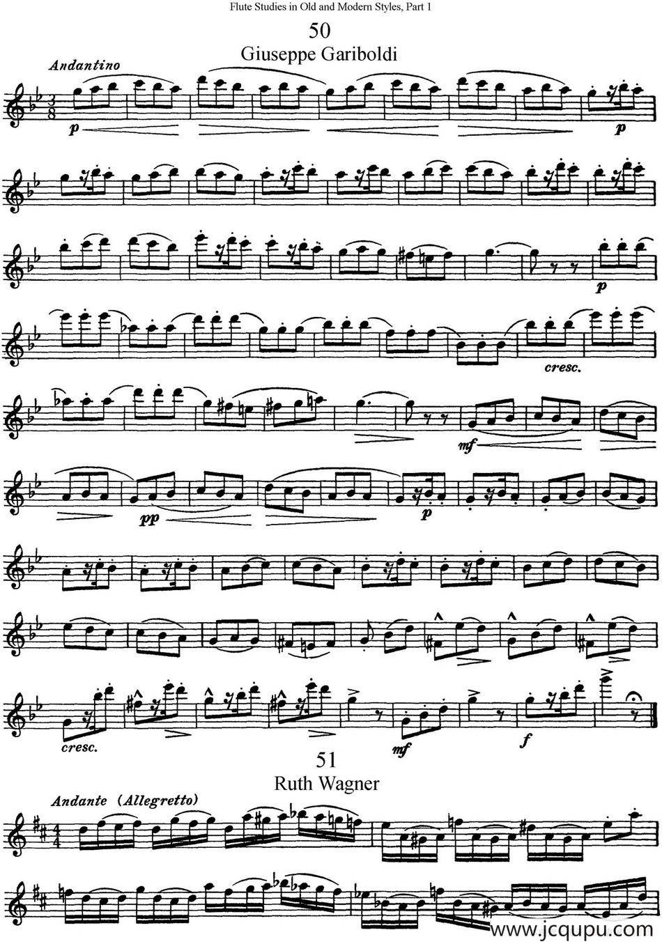 斯勒新老风格长笛练习重奏曲（第一部分）（NO.50-NO.52）简谱