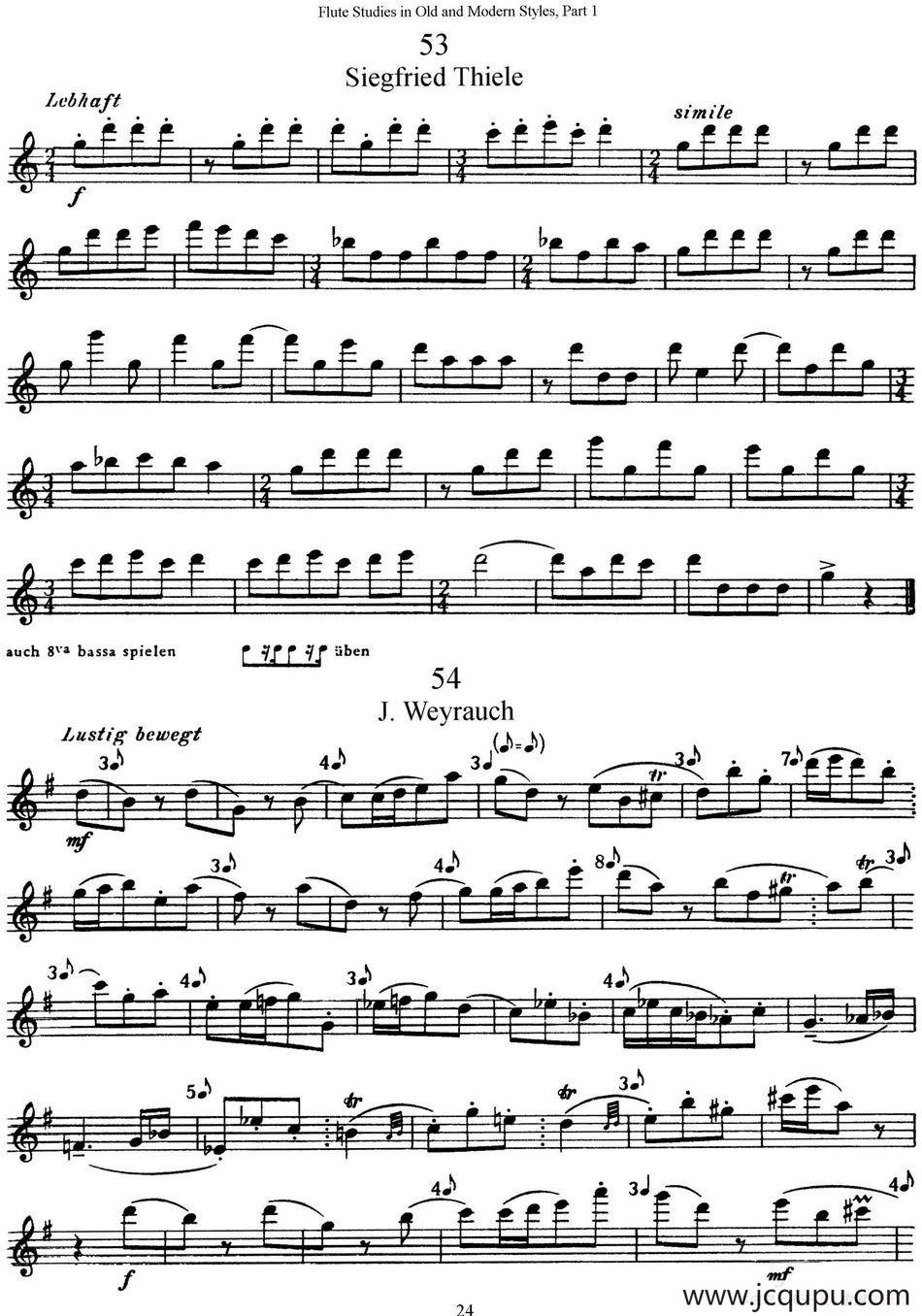 斯勒新老风格长笛练习重奏曲（第一部分）（NO.53-NO.56）简谱