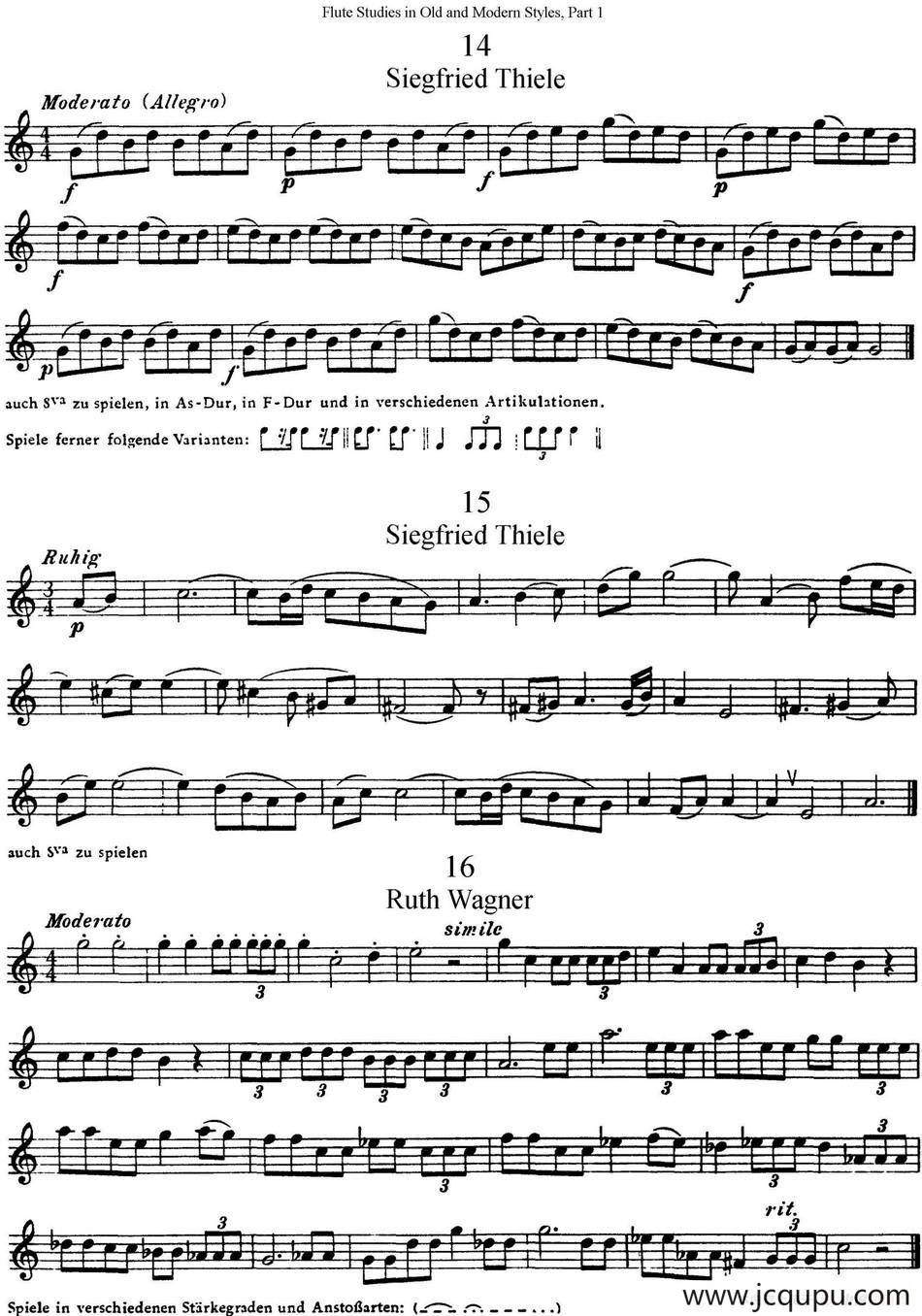 斯勒新老风格长笛练习重奏曲（第一部分）（NO.14-NO.16）简谱