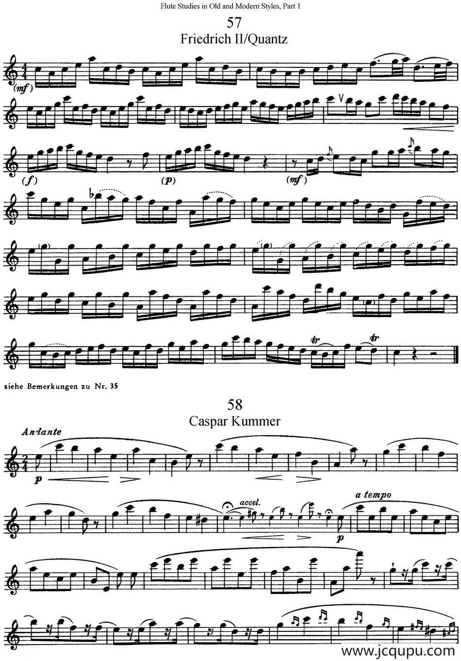 斯勒新老风格长笛练习重奏曲（第一部分）（NO.57-NO.58）简谱