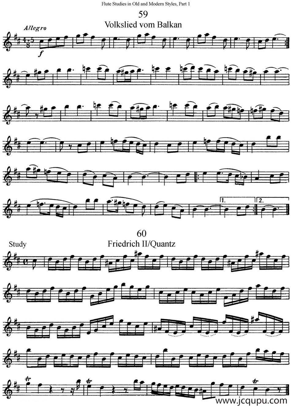 斯勒新老风格长笛练习重奏曲（第一部分）（NO.59-NO.60）简谱